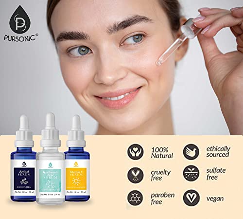 Pursonic Vitamin C Serum, 20% is a high potency Best Organic Anti-Aging Moisturizer Serum for Face, Neck & Décollete and Eye Treatment (3 fl. oz)