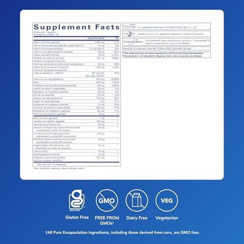 Pure Encapsulations UltraNutrient - Minerals & Multivitamins - Supports Liver & Heart Health* - Supplement for Antioxidants - with Vitamin C, CoQ10 - Non-GMO * Gluten-Free - 90 Capsules | Minerals and Multivitamins, Supports Liver and Heart Health*, Supp…