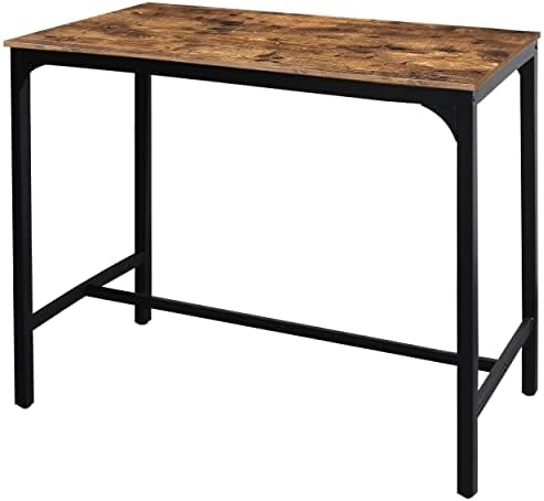 VEIKOU 47'' Industrial Bar Height Table, High Pub Table with Adjustable Legs and Sturdy Metal Frame, Rustic Brown