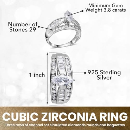Cubic Zirconia Ring CZ in Silver Rings Rings Cubic Zirconia 3-4.5 ctw