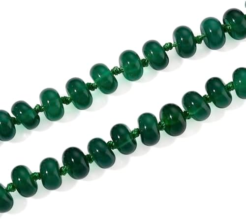 Verde Onyx 180.00 ctw Rondelle Beaded Elegance Necklace in Steel 18-20"
