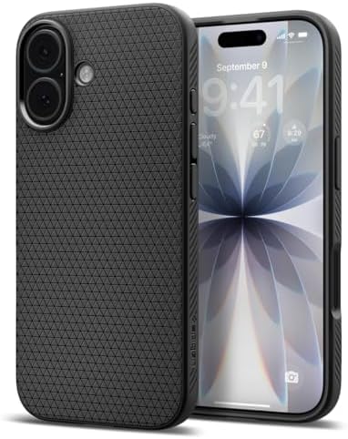 Spigen for iPhone 17 Case, Liquid Air [TPU Covered Camera Control] [No Magnet Ring] [Military-Grade Protection] - Matte Black