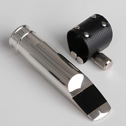 Yibuy Silver Jazz E-flat Alto Saxophone Mouthpiece 7# PU and Leather Cap 90 x 36 mm