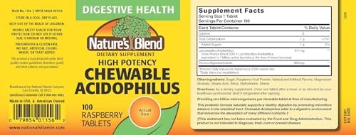 Nature's Blend Acidophilus Probiotic Supplement - 100 High Potency Capsules - Digestive Health, Gut Flora Balance