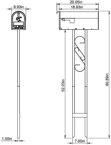 Gibraltar Mailboxes Decorative Medium Capacity Galvanized Steel Black, Mailbox & Post Combo, T11KIT0B, 1-(Pack)