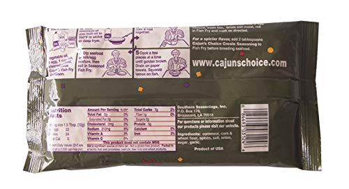 Cajun's Choice Seasoned Fish Fry Mix, 8 oz | No-MSG seasoned cornmeal and flour breading fries crisp on fish, shrimp, oysters, crawfish or chicken.
