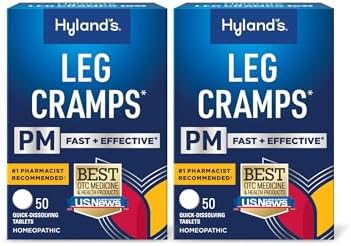 Hyland's Leg Cramps PM, Relief of Nighttime Leg, Calf, and Foot Cramps, 50 Quick-Dissolving Tablets 2-Pack (100 Total)