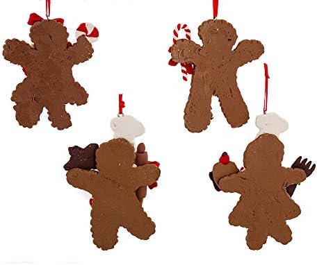 Kurt Adler 4-Inch Claydough Gingerbread Ornament, Set of 4