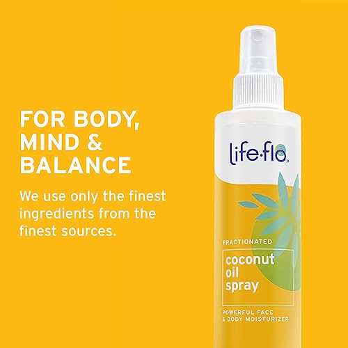 LIFE-FLO Fractionated Coconut Oil Spray, 8 fl oz | Lightweight Moisture for Skin, Hair & Nails - Fast Absorbing Liquid Coconut Oil - Hypoallergenic