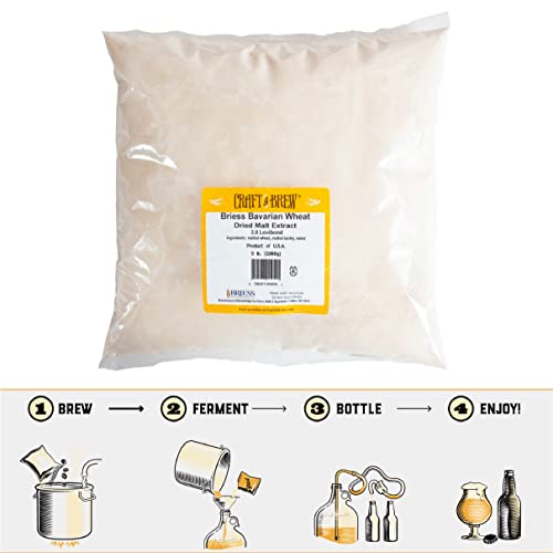 Craft a Brew - Dry Malt Extract for Brew Kit -5 Pounds Bavarian Wheat - All Purpose Base Extract - For Any Beer Style - Effective Fermentation