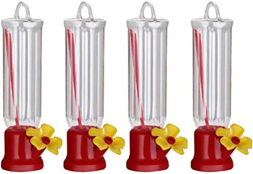 Mini Hummingbird Feeder 4 Pack 2.3oz Small Nectar Plastic Red Cute Hummingbird Feeders with Hanging Wires for Outdoor