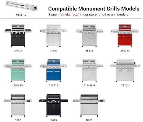 Monument Grills 98457 Stainless Steel Smoke Box for Grill Models Denali 405, Denali 425, Denali 605, 24633, 24367, 35633, 41847NG, 77352