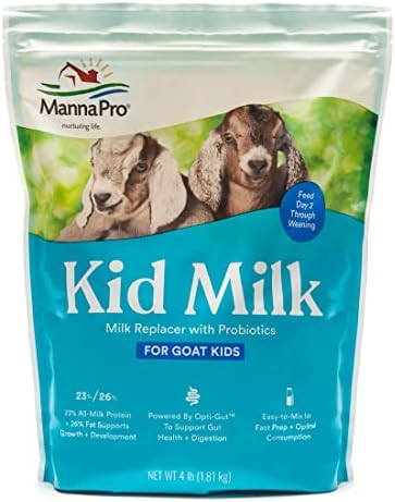 Manna Pro Goat Kid Milk Replacer with Opti-Gut, 4 lb Bag | High-Protein Milk Replacer, Opti-Gut Digestive Support, Easy-to-Mix Formula, Supports Healthy Kid Goat Growth