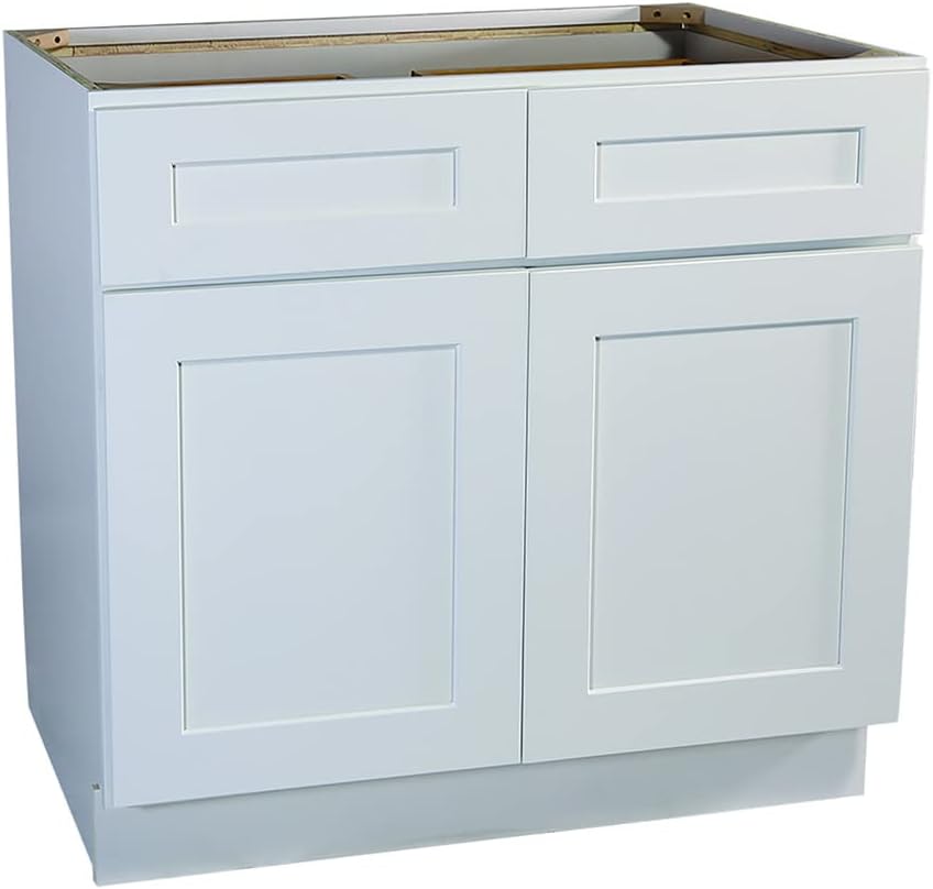 Brookings Shaker Unassembled Base Kitchen Cabinet B18, 18 W x 24 D x 34.5 H, Painted White with Sherwin Williams®, Solid Wood – Design House, 561340 | Adjustable Shelves, Adjustable Hinges, Floor Mount, Contemporary/Modern, Wood, Kitchen, 561340