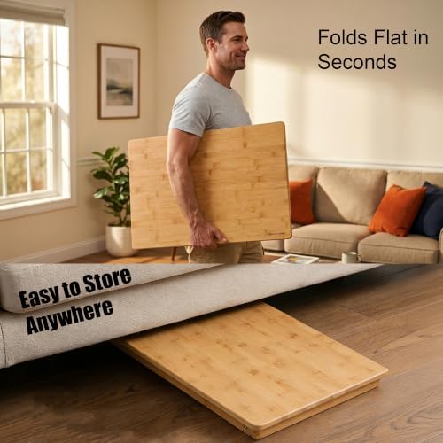 Nnewvante Large Floor Desk Foldable Tray for Adults, Bamboo 33.5 x 17.7in