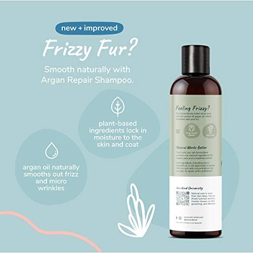 kin+kind Dry Skin + Coat Natural Dog Shampoo - for Dry Skin & Coat - Argan Oil Moisturizing Clean - Cedarwood Fragrance - 12 fl oz