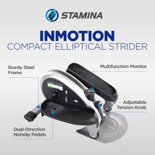 Stamina Inmotion Compact Strider Foot Exercise Machine - Under Desk Elliptical - Standing or Seated Elliptical Fitness Equipment