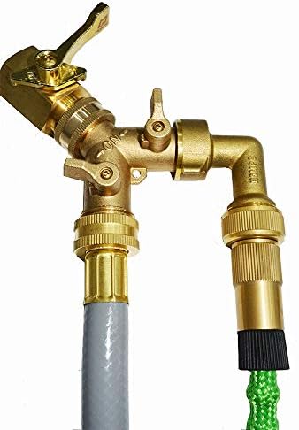 HQMPC Brass Garden Hose Y Valve Hose Splitter Water Garden Hose Adapter 2 Way 3/4" GHT Thread