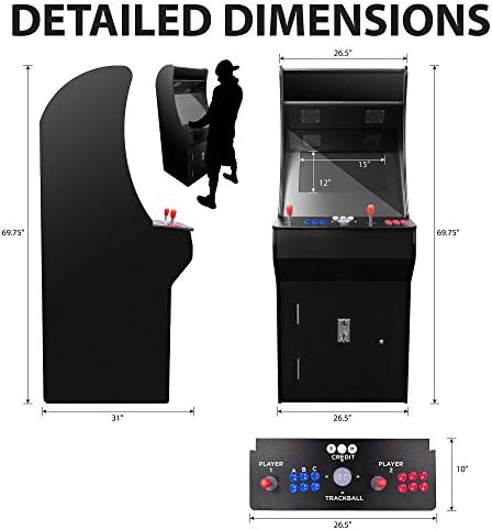 Creative Arcades Full Size Stand-Up Commercial Grade Arcade Machine | 2 Player | 3500 Games | 22" LCD Screen | 2 Sanwa Joysticks | Trackball | 2