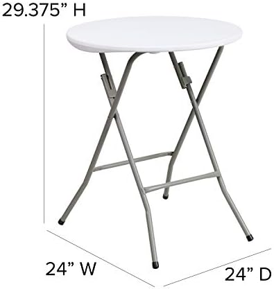 Flash Furniture 5' Round All-Occasion Plastic Folding Event Table for Parties and Trade Shows, Folding Banquet Table for Indoor/Outdoor Events, White