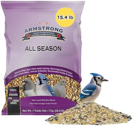 Armstrong Wild Bird Food All Season Bird Seed Blend, 40 Pounds - with Cut Corn, Wheat, White & Red Millet, Black Oil Sunflower Seeds for Blue Jays