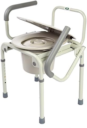 HEALTHLINE 3 in 1 Commode, Drop Arm Folding Bedside Commode Deluxe