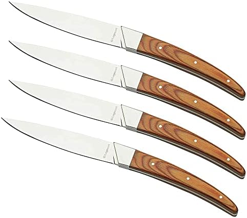 Porterhouse 4-Piece Steak Knife Set with Light Wood Handle