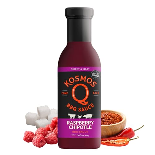 Kosmos Q Sweet Apple Chipotle BBQ Sauce, Tangy Natural Barbecue Sauce with Real Apples & Spicy Chipotle Peppers, Sweet & Spicy Glaze for Pork, Chicken, Ribs & More, Gluten Free, 15.5 Oz Bottle