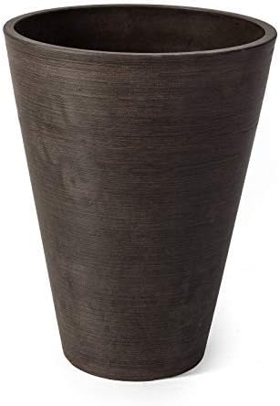Algreen Valencia Round Planter Pot, 12.25 by 18-Inch, Textured Brown | Round Shape, Indoor Use, UV And Weather Resistant, Drainage Hole With Removable Plug, Lightweight 5.51 lb