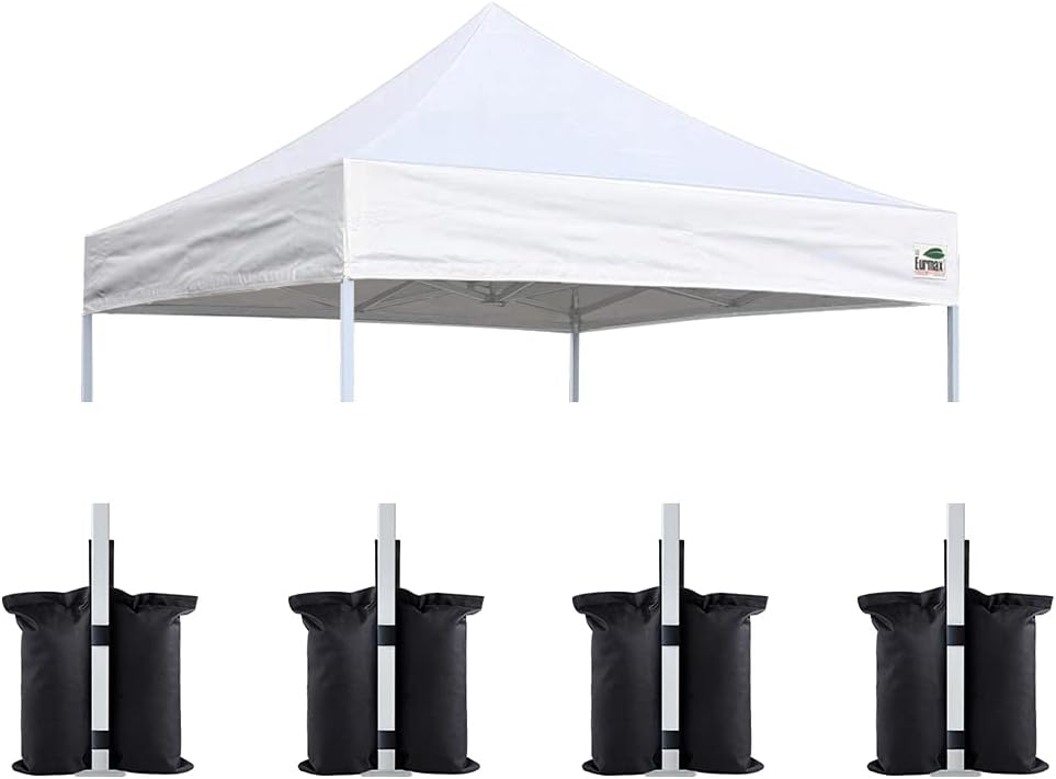 Eurmax USA 10x10 Pop Up Canopy Replacement Top,Universal Instant Canopy Cover ONLY,Heavy Duty UPF 50+ UV Protection,Water & Wind Resistant Tarp,30+ Colors Available,Bonus 4 Sand Bags (White)