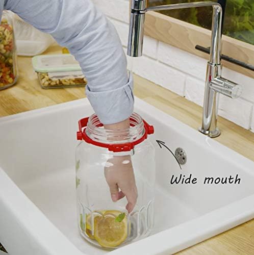 1 Gallon Glass Jar With Lid Wide Mouth Airtight Plastic Pour Spout Lids Bulk-Dry Food Storage Pickling Mason Jar Canister Raw Milk Bottle Jug