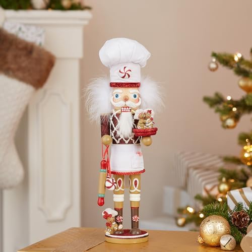Kurt Adler 15.5-Inch Hollywood™ Gingerbread Chef Nutcracker | Free Standing Wooden Holiday Decoration