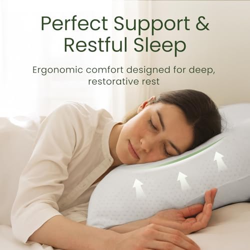 Memory Foam Pillows Queen Size Set of 2 - Cooling Bed Pillows for Sleeping - Back, Stomach, Side Sleeper Firm, Comfy Cool Shredded - 2 Pack, Rayon Derived from Bamboo
