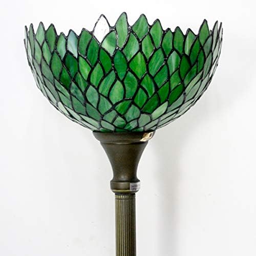 WERFACTORY Tiffany Floor Lamp Torchiere Green Wisteria Stained Glass Light | 12X12X71 Inches Pole Standing Corner Torch Uplight Decor Bedroom Living