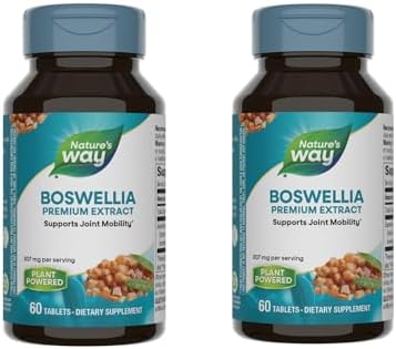 Nature's Way Boswellia Standardized Extract, Supports Joint Mobility*, 307 mg Boswellia serrata Extract per Serving, Frankincense Supplement, Gluten Free & Vegan - 60 Tablets (Packaging May Vary)