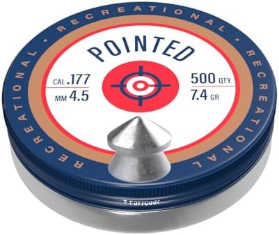 Crosman .177-Caliber Pointed Lead Pellets for Air Rifles and Air Pistols - 500 Count Tin - Lead