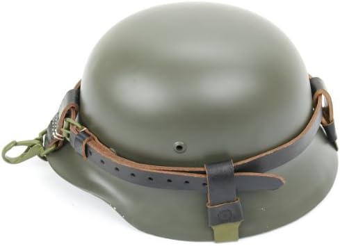 German WWII Helmet Black Leather Carry Strap with Metal Fittings (Helmet not included)