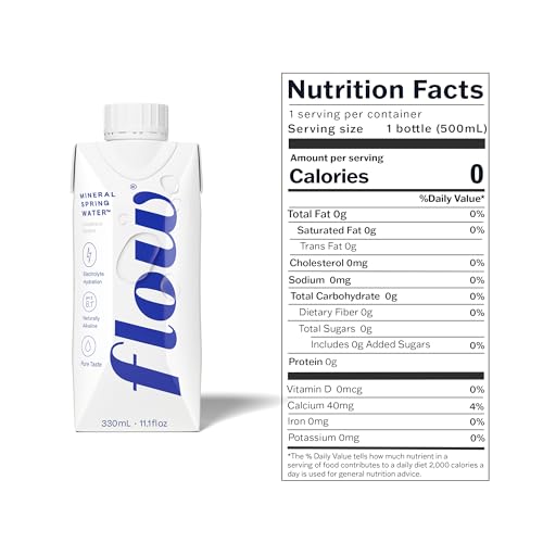 Flow Artesian Mineral Spring Water, 33.8 Fl Oz, 6 Pack | Naturally Alkaline Water, pH 8.1, Electrolytes, Minerals, Zero Calories, Eco-friendly pack, Non-GMO, BPA-Free