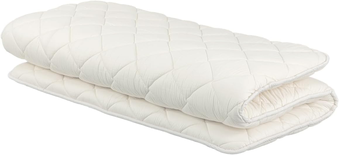 FULI Japanese Futon, Twin XL Size, White - Foldable Shikibuton Floor Bed | Medium Firm Quilted Cotton Sleeping Pad, Portable Roll-Up Japanese Floor Bed for Guests & Small Spaces, 100% cotton surface