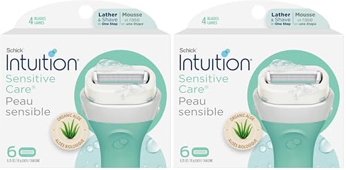 INTUITION Schick Refill, Razors for Women Sensitive Skin | Intuition Razor Blades Refill with Organic Aloe, Razor Refills , 6 Count (Pack of 1)