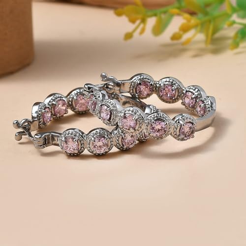 Pink Cubic ZirconiaEarrings in Stainless Steel