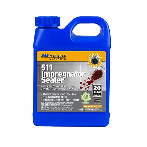 Miracle Sealants 511 Impregnator Penetrating Stone & Tile Sealer, Pint | Penetrating sealer for no-sheen stain, water & oil protection for granite, stone, tile, masonry & grout. Dries invisible.