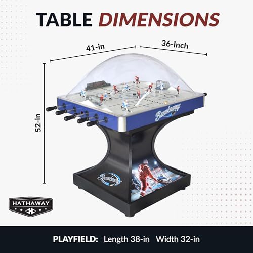 Hathaway Breakaway 41-In Dome Hockey Table for Family Game Room - With EZ-Grip Handles, Easy-Open Dome Top, LED Scoring Unit