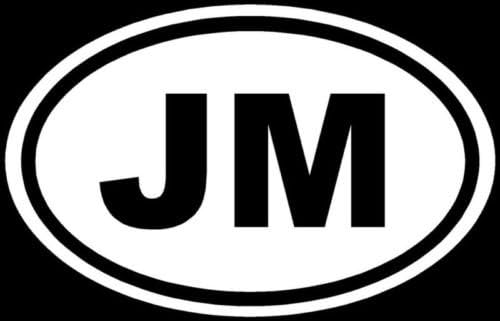 Ranger Products Jamaica Sticker JM Country Code Vinyl Decal Euro Oval - Die Cut Vinyl Decal for Windows, Cars, Trucks, Tool Boxes, laptops