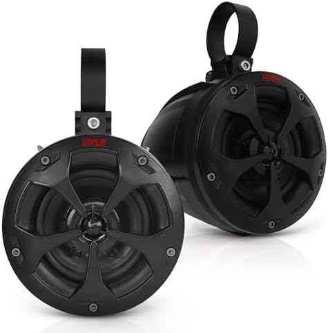 Pyle 4" Off-Road Bluetooth Waterproof Speakers -800W Peak Power Amplified Speaker System for ATV / UTV, Golf Cart, Boat, Aux Input Jack