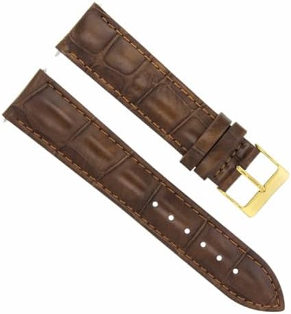 Ewatchparts 20mm Light Brown Italian Leather Replacement Watch Strap Gold Buckle Compatible With Invicta