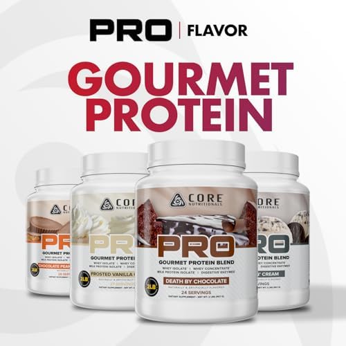 Core Nutritionals Pro Sustained Release Protein Blend, Digestive Enzyme Blend, 25G Protein, 2G Carb, 28 Servings (Frosted Vanilla Cupcake)