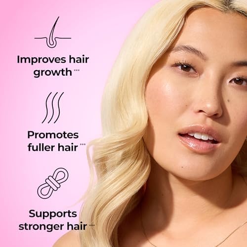 HUM Hair Strong Strawberry Gummies, Hair Growth Support, 60 Count | Folic Acid, Fo-Ti Root Extract, Biotin, Zinc & B12, Vegan Strawberry Gummies, Women & Men