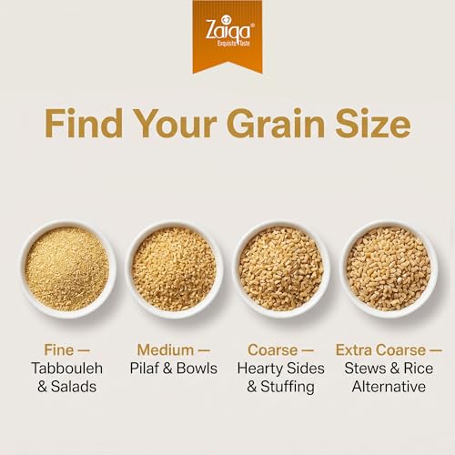 Zaiqa Bulgur Wheat #3 Coarse Grain - 2LB | 100% Whole Durum, Non-GMO & Vegan | Quick-Cooking Ancient Grain for Pilaf, Hearty Sides, Stuffing & Soups
