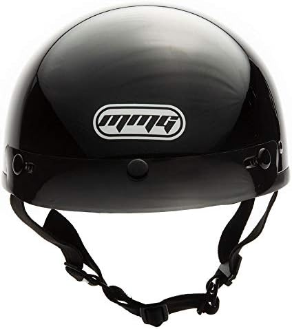 MMG Adult Half Shell Helmet, Motorcycle/Scooter/Moped, Matte Gray, Medium | Lightweight Polycarbonate/ABS half shell, goggles included. Padded washable liner, double D-ring strap. DOT FMVSS-218.